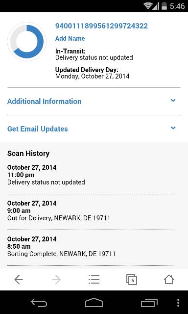 在美国亚马逊上买东西,usps查询物流信息,显示delivery status not updat